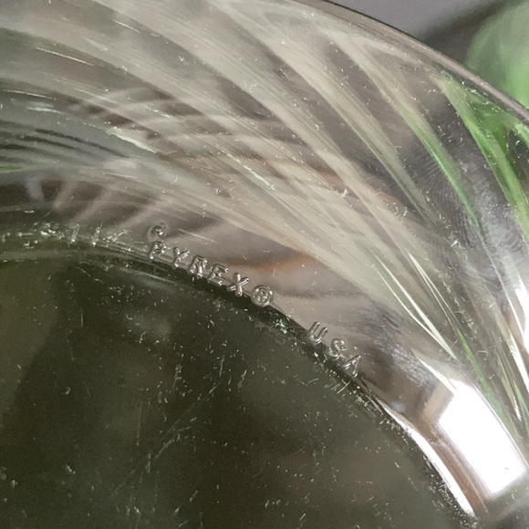 Pyrex Green Glass 7.5” Cake Salad Plates Lot X3 Dinnerware Dishes Vintage - Picture 5 of 5